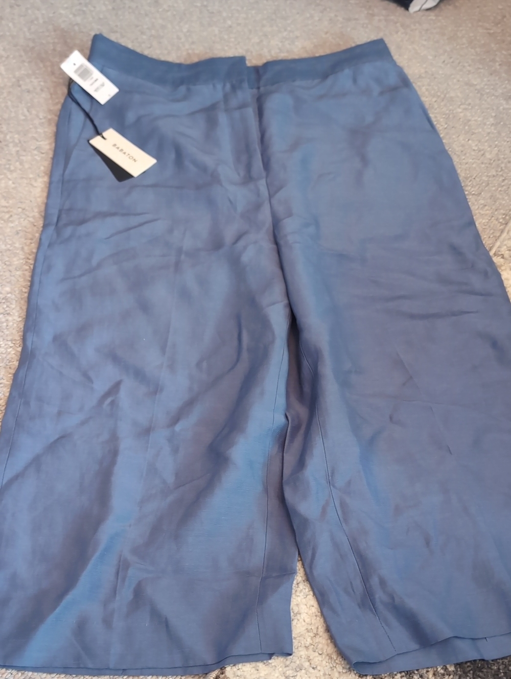 Blue Wide-Leg Crop Pants